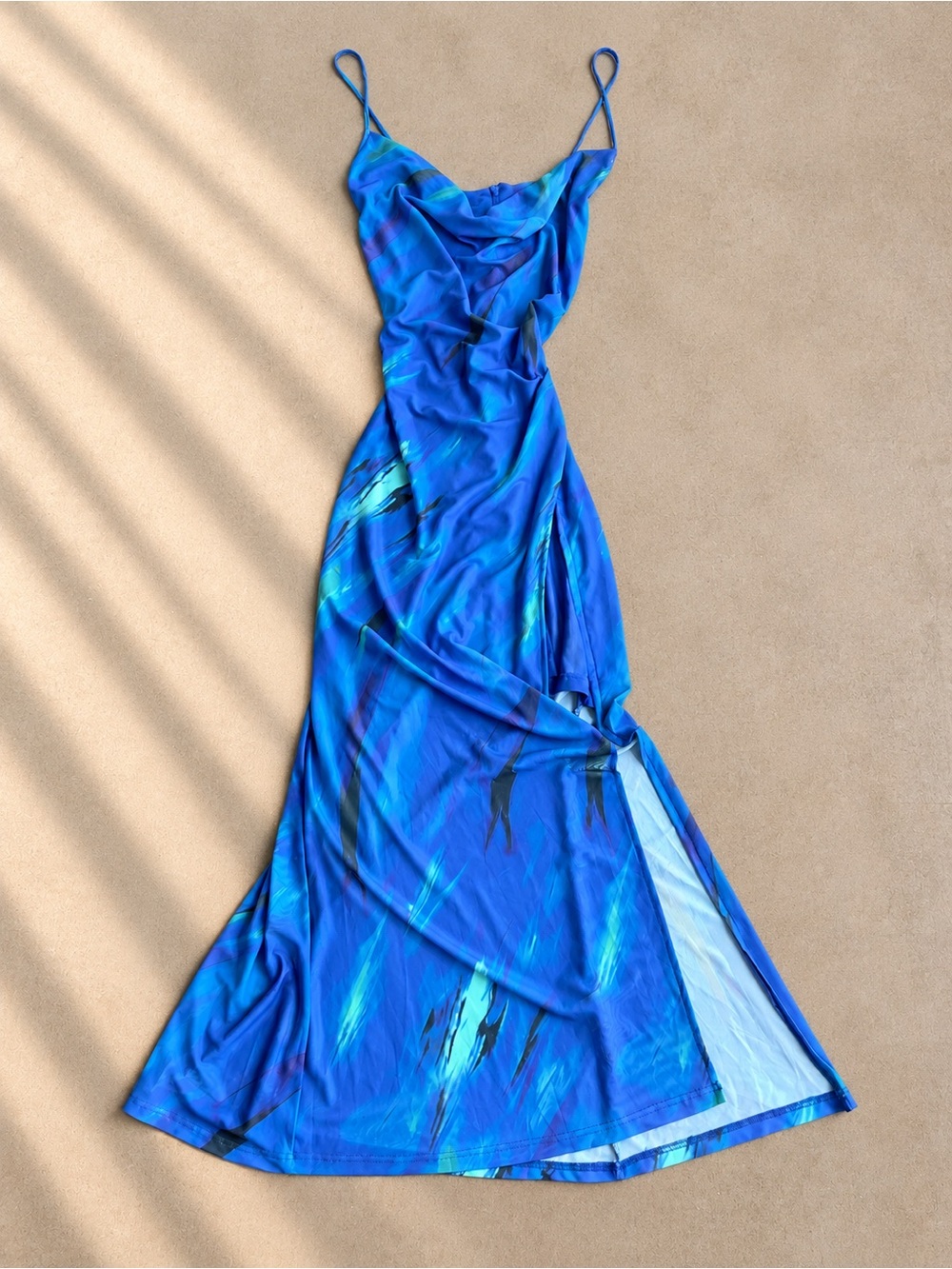 Blue Printed Slip Dress - Unbranded